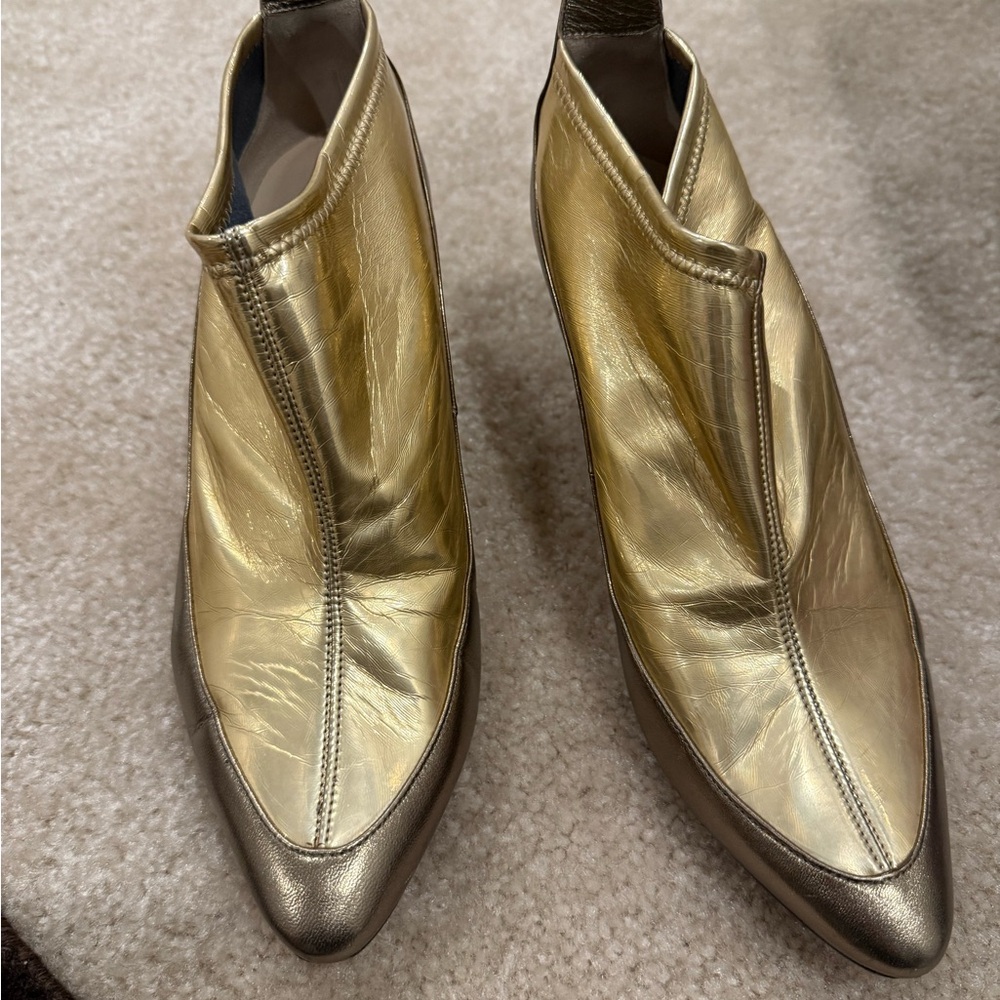 Jimmy Choo Gold and Pewter Ankle Boots
